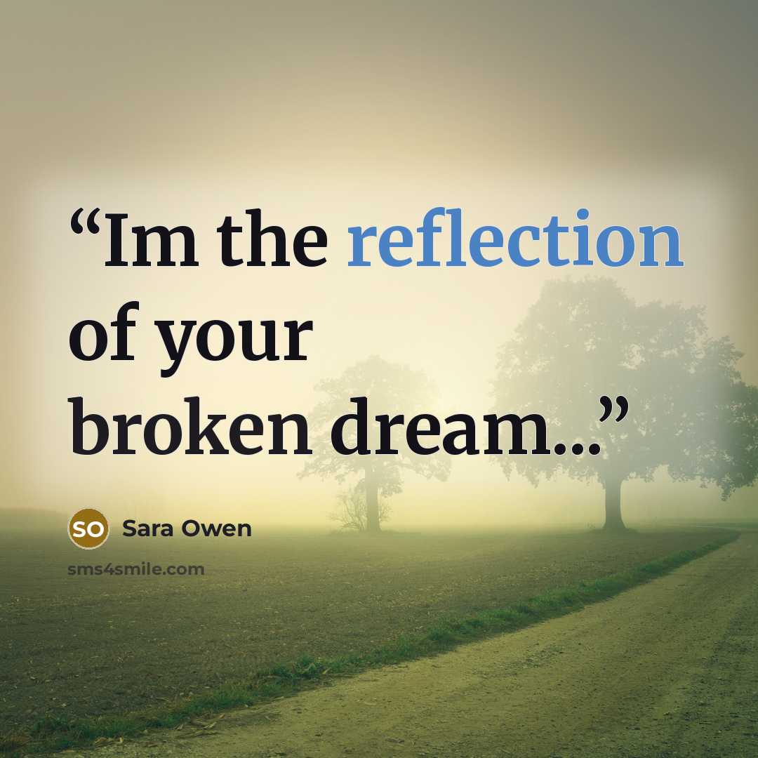 “Im the reflection of your broken dream...” quote by Sara Owen