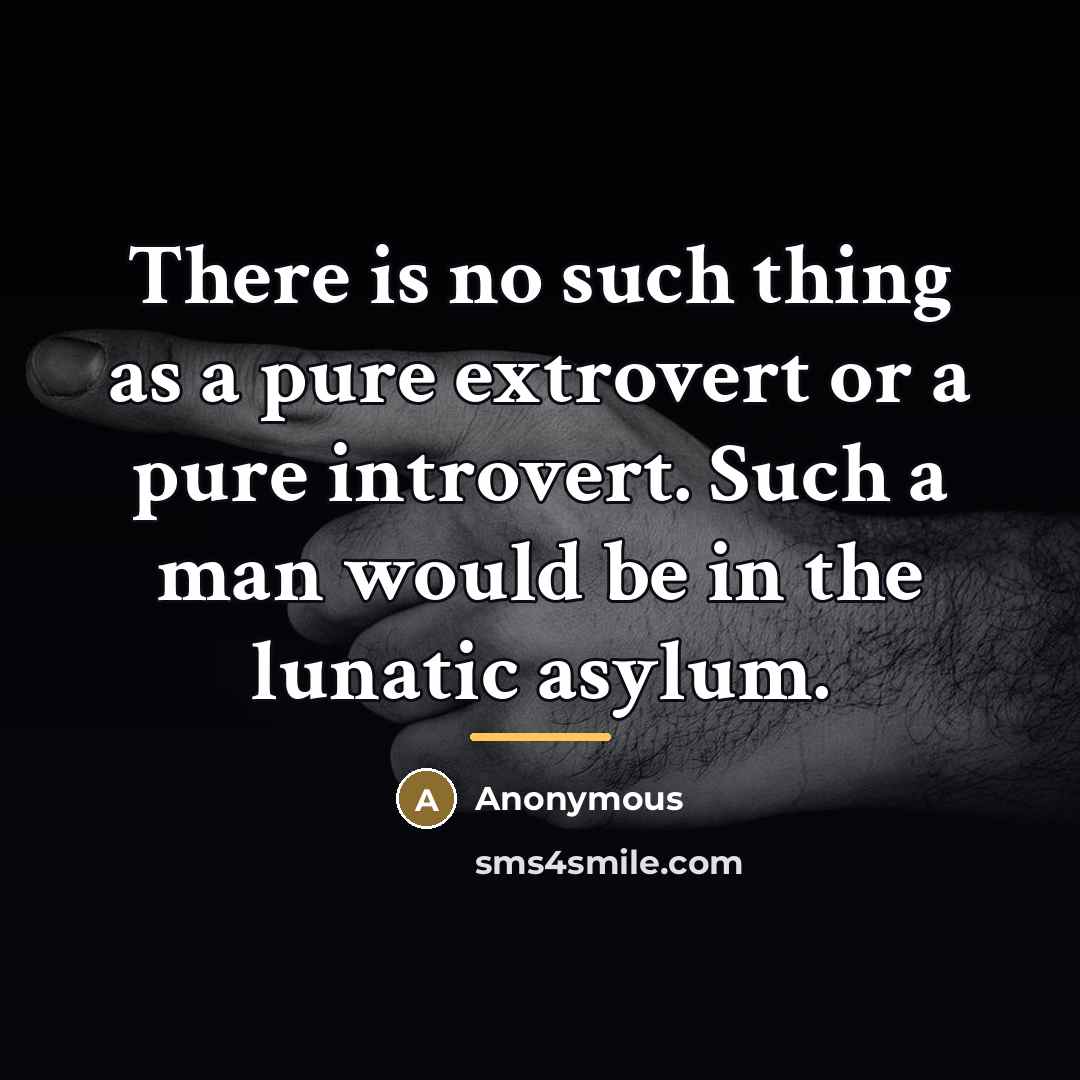 “There is no such thing as a pure extrovert or…” quote by Anonymous