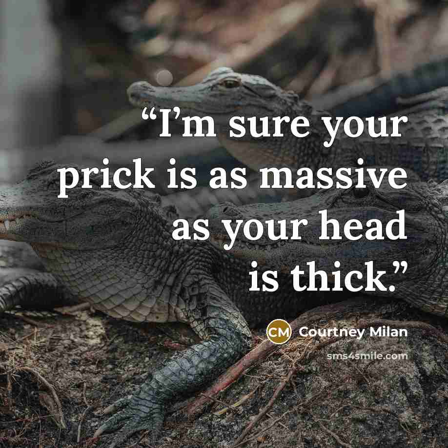 “I’m sure your prick is as massive as your head is thick.” quote by Courtney Milan