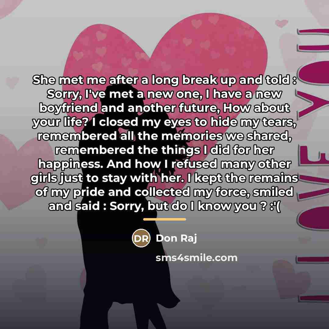 “She met me after a long break up and told…” quote by Don Raj