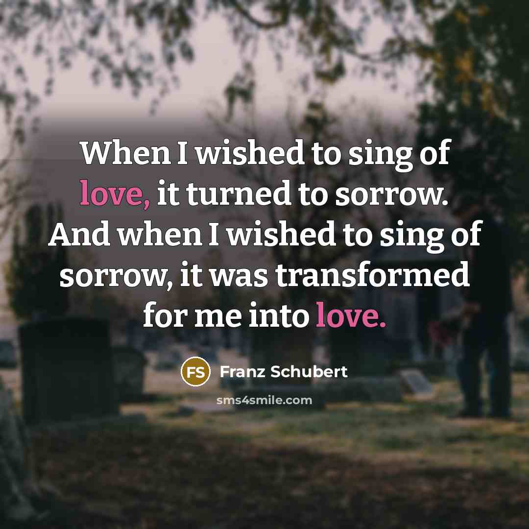 “When I wished to sing of love, it turned to…” quote by Franz Schubert
