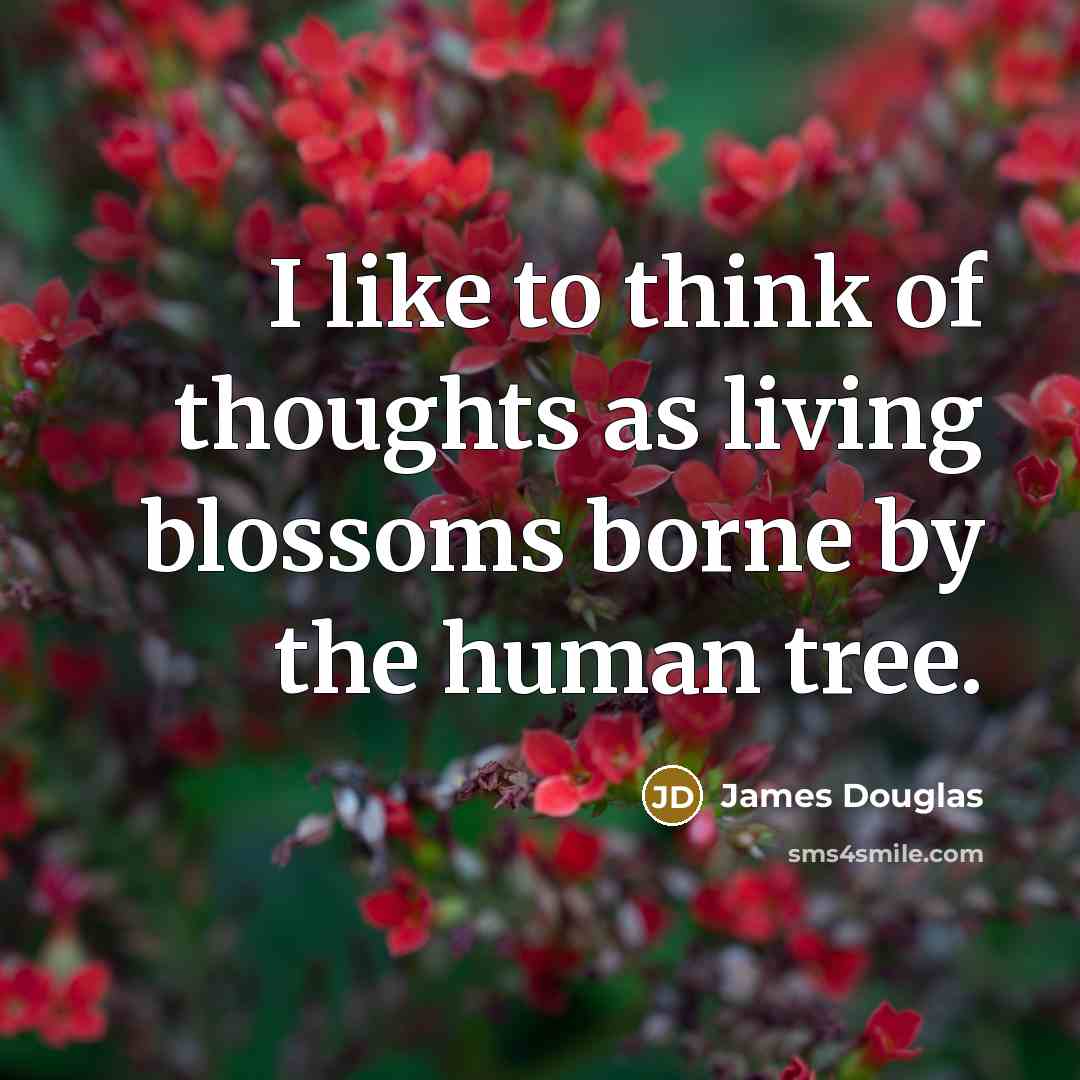 “I like to think of thoughts as living blossoms borne…” quote by James Douglas
