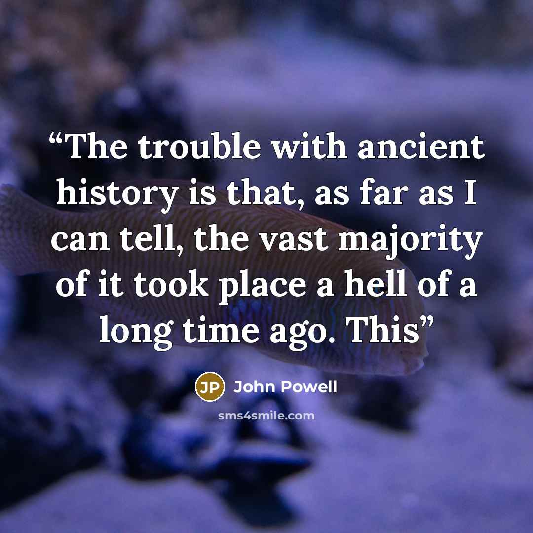 “The trouble with ancient history is that, as far as I can tell, the vast majority of it took place a hell of a long time ago. This” quote by John Powell