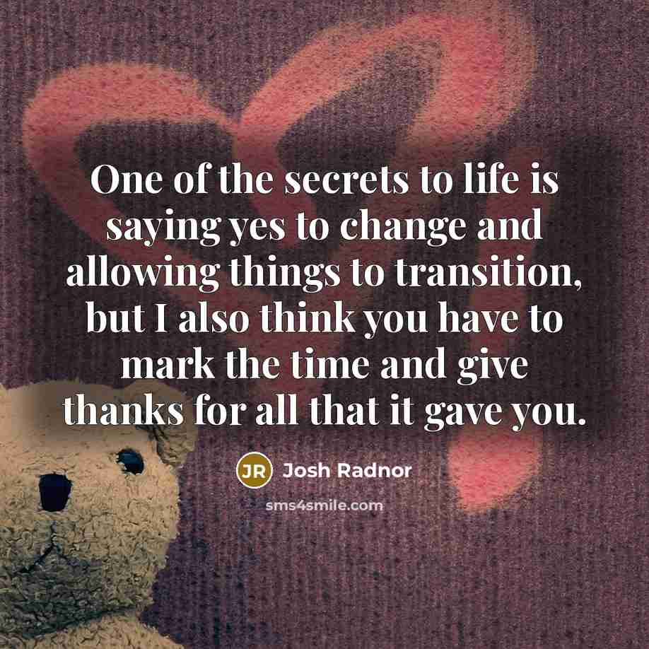 “One of the secrets to life is saying yes to…” quote by Josh Radnor