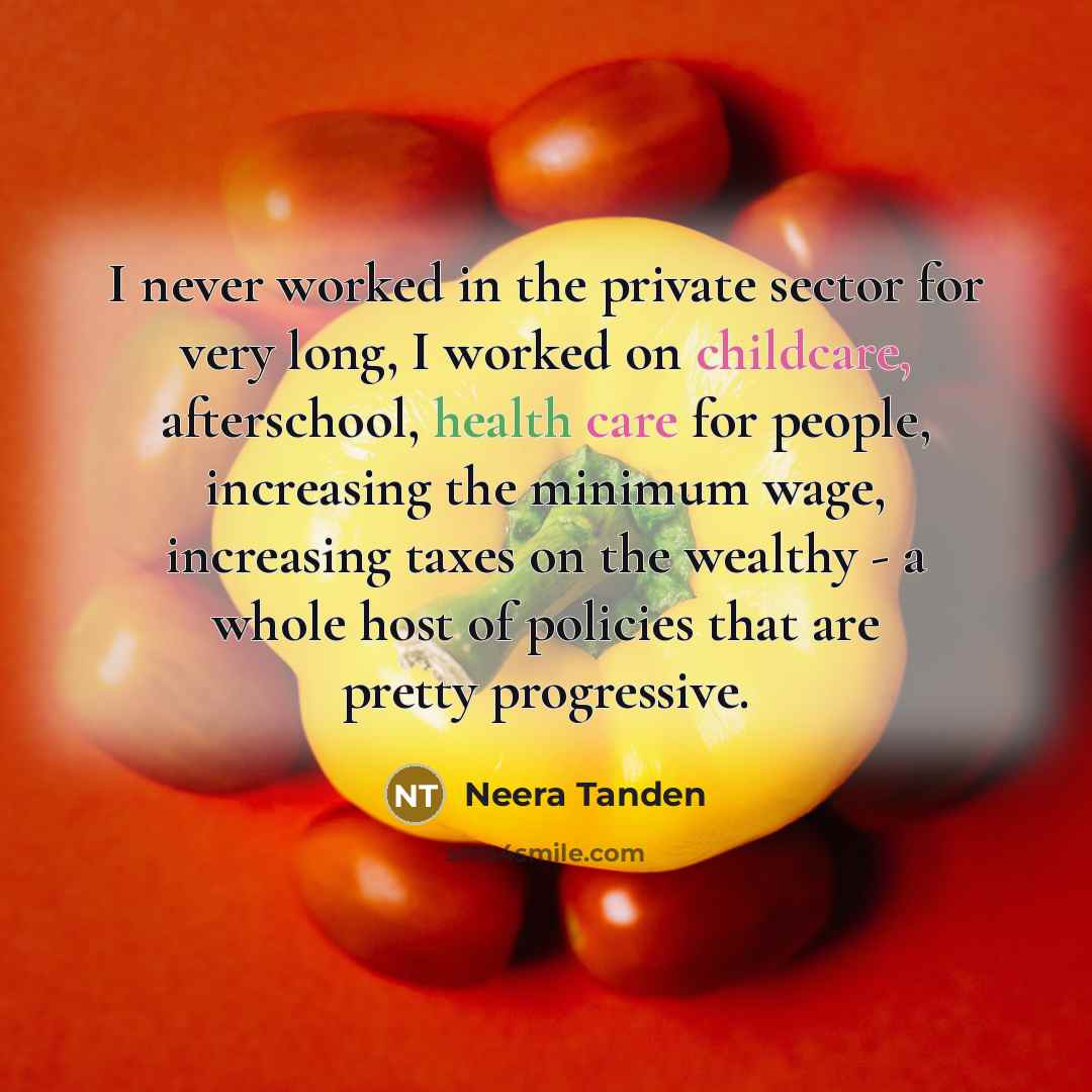 “I never worked in the private sector for very long,…” quote by Neera Tanden