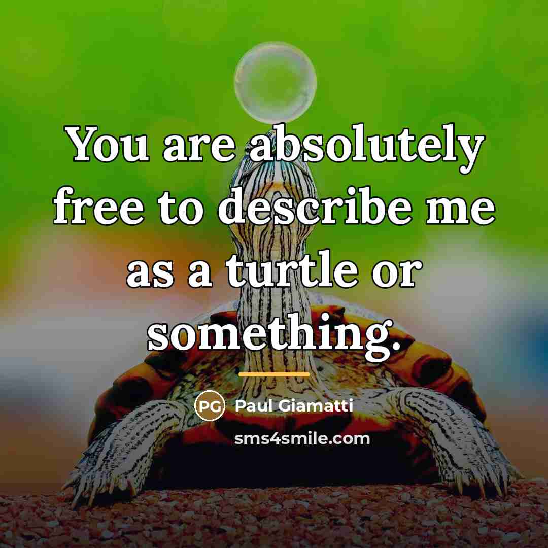 “You are absolutely free to describe me as a turtle…” quote by Paul Giamatti