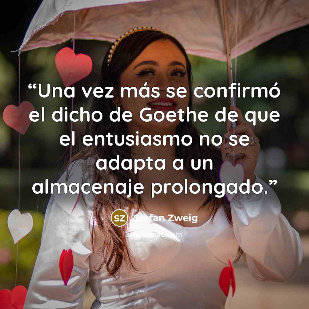 “Una vez más se confirmó el dicho de Goethe de que el entusiasmo no se adapta a un almacenaje prolongado.” quote by Stefan Zweig
