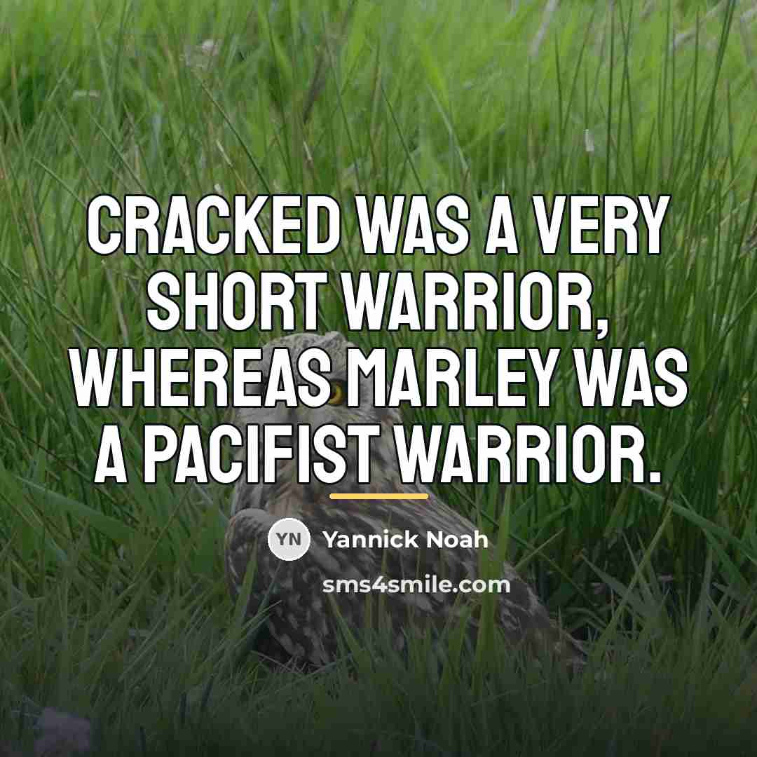 “Cracked was a very short warrior, whereas Marley was a…” quote by Yannick Noah