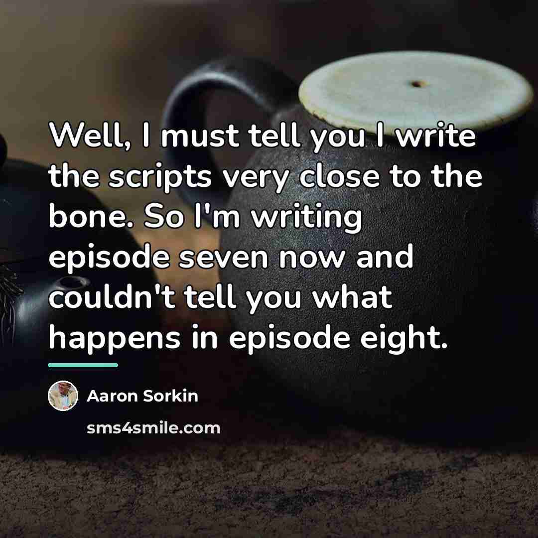 “Well, I must tell you I write the scripts very…” quote by Aaron Sorkin