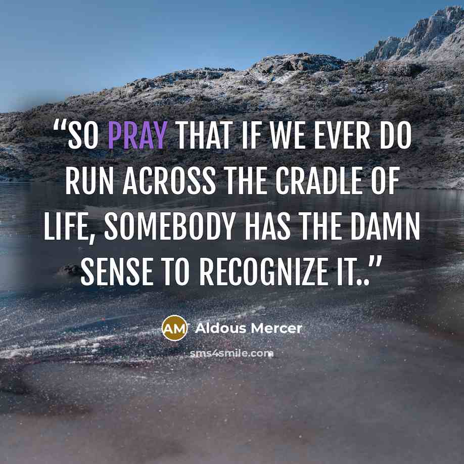 “So pray that if we ever do run across the Cradle of Life, somebody has the damn sense to recognize it..” quote by Aldous Mercer