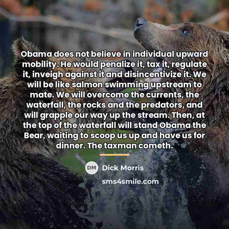 “Obama does not believe in individual upward mobility. He would…” quote by Dick Morris