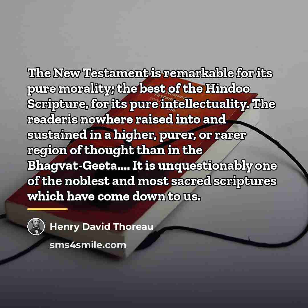 “The New Testament is remarkable for its pure morality; the…” quote by Henry David Thoreau