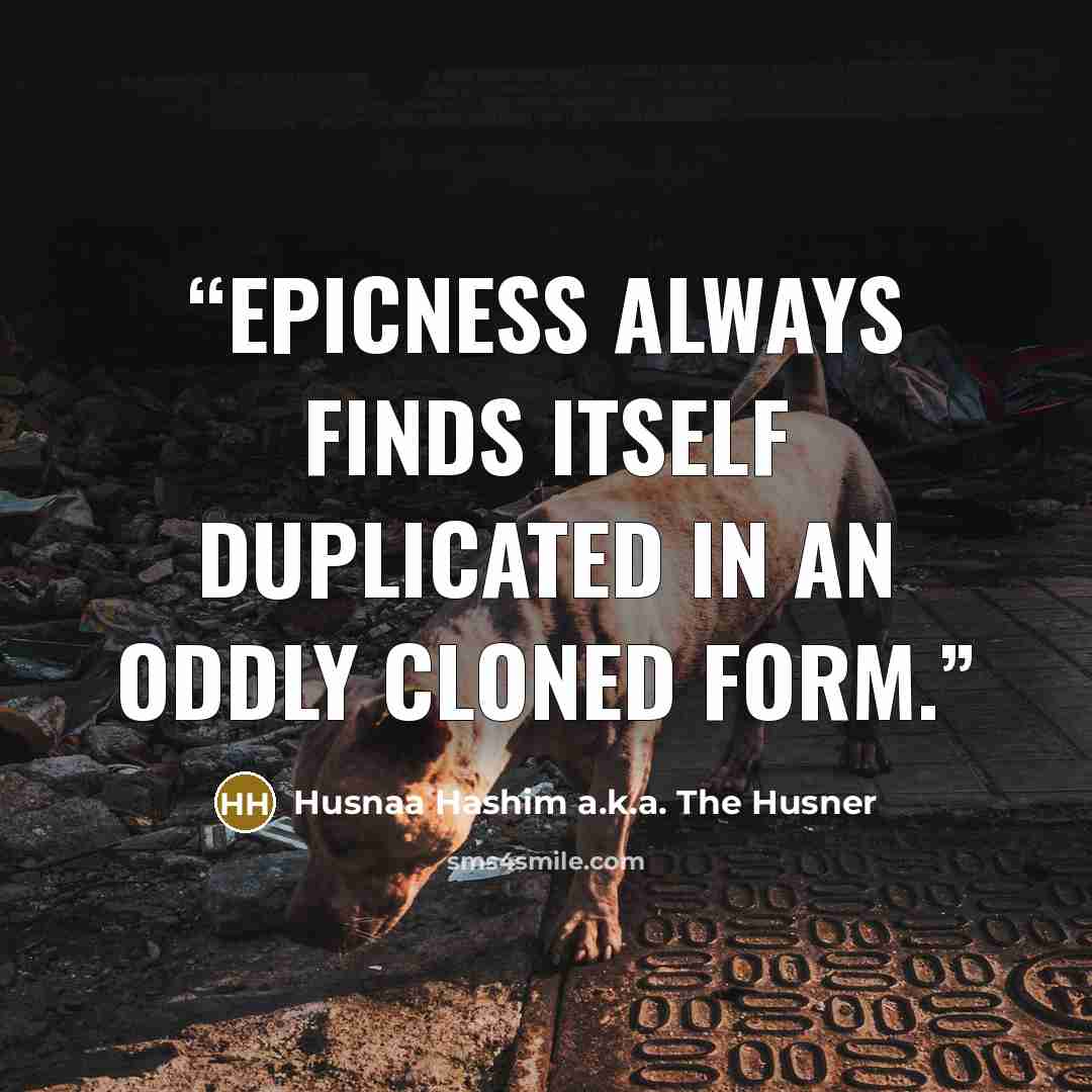 “Epicness always finds itself duplicated in an oddly cloned form.” quote by Husnaa Hashim a.k.a. The Husner
