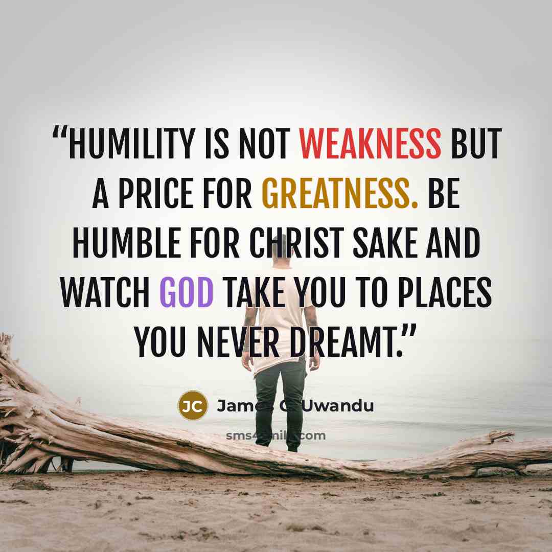 “Humility is not weakness but a price for greatness. Be humble for CHRIST sake and watch GOD take you to places you never dreamt.” quote by James C. Uwandu