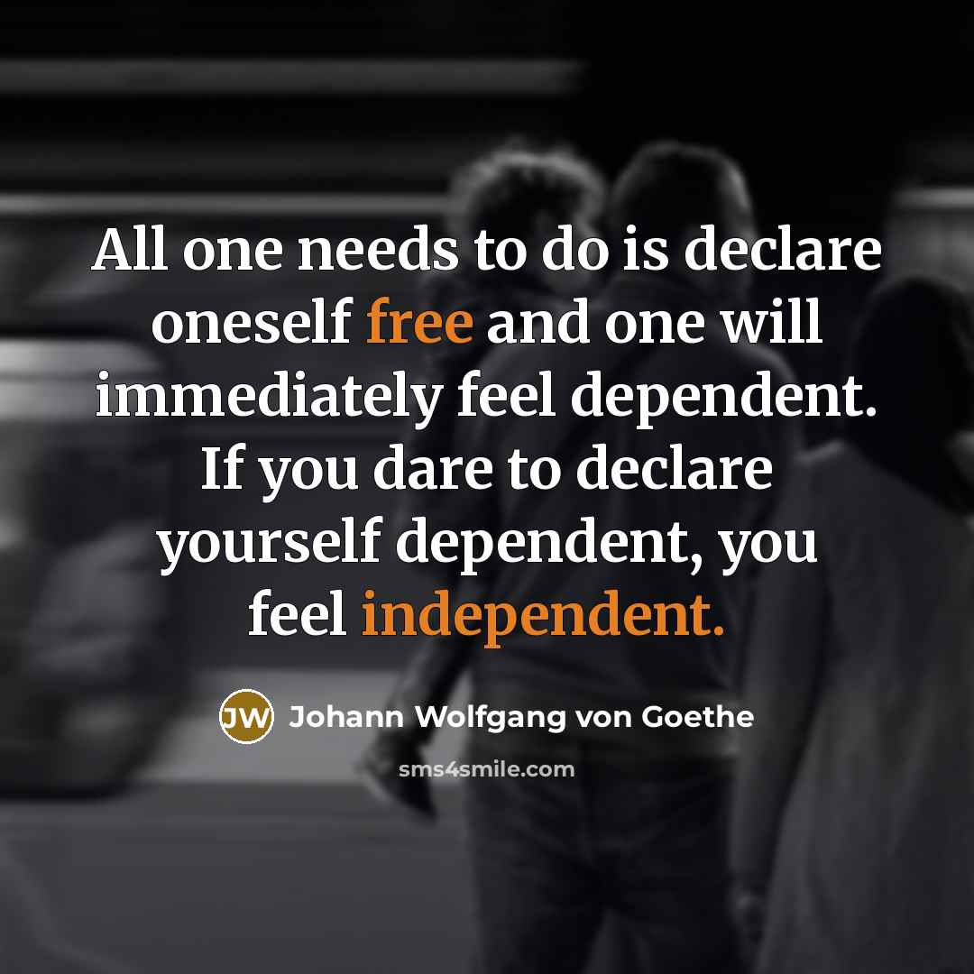 “All one needs to do is declare oneself free and…” quote by Johann Wolfgang von Goethe