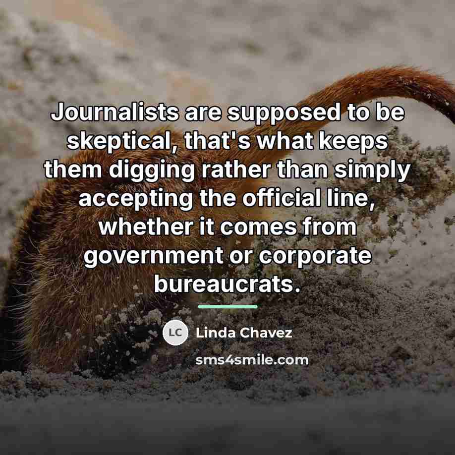 “Journalists are supposed to be skeptical, that's what keeps them…” quote by Linda Chavez