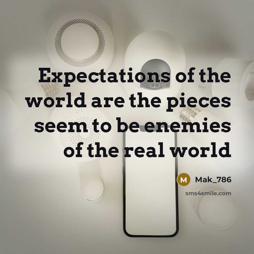 “Expectations of the world are the pieces seem to be enemies of the real world” quote by Mak_786