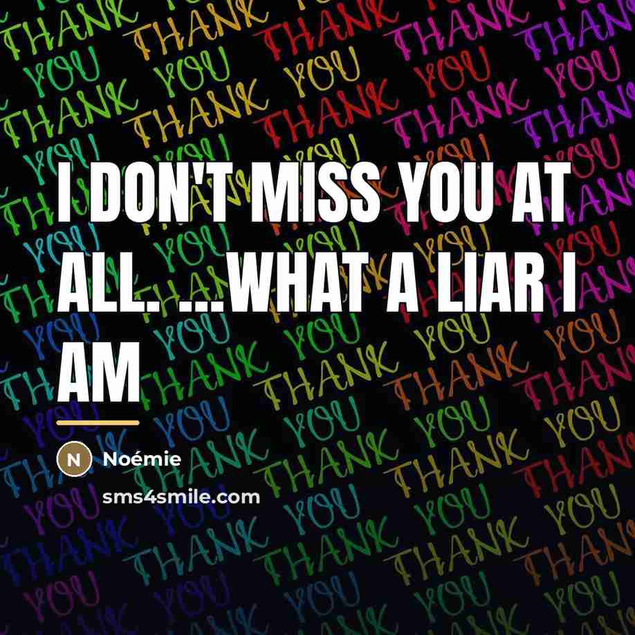 “I don't miss you at all. ...What a liar I…” quote by Noémie