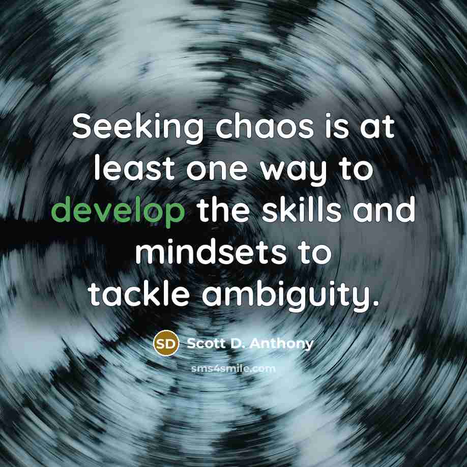 “Seeking chaos is at least one way to develop the…” quote by Scott D. Anthony