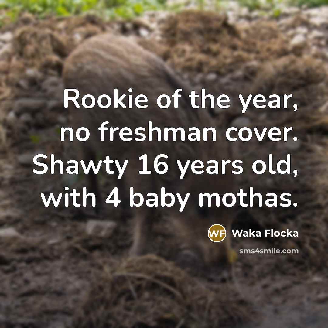 “Rookie of the year, no freshman cover. Shawty 16 years old, with 4 baby mothas.” quote by Waka Flocka