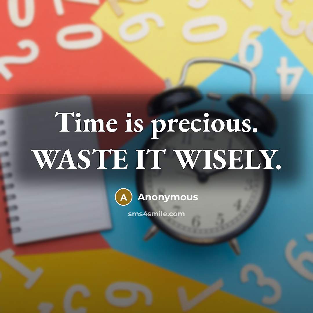 “Time is precious. WASTE IT WISELY.” quote by Anonymous