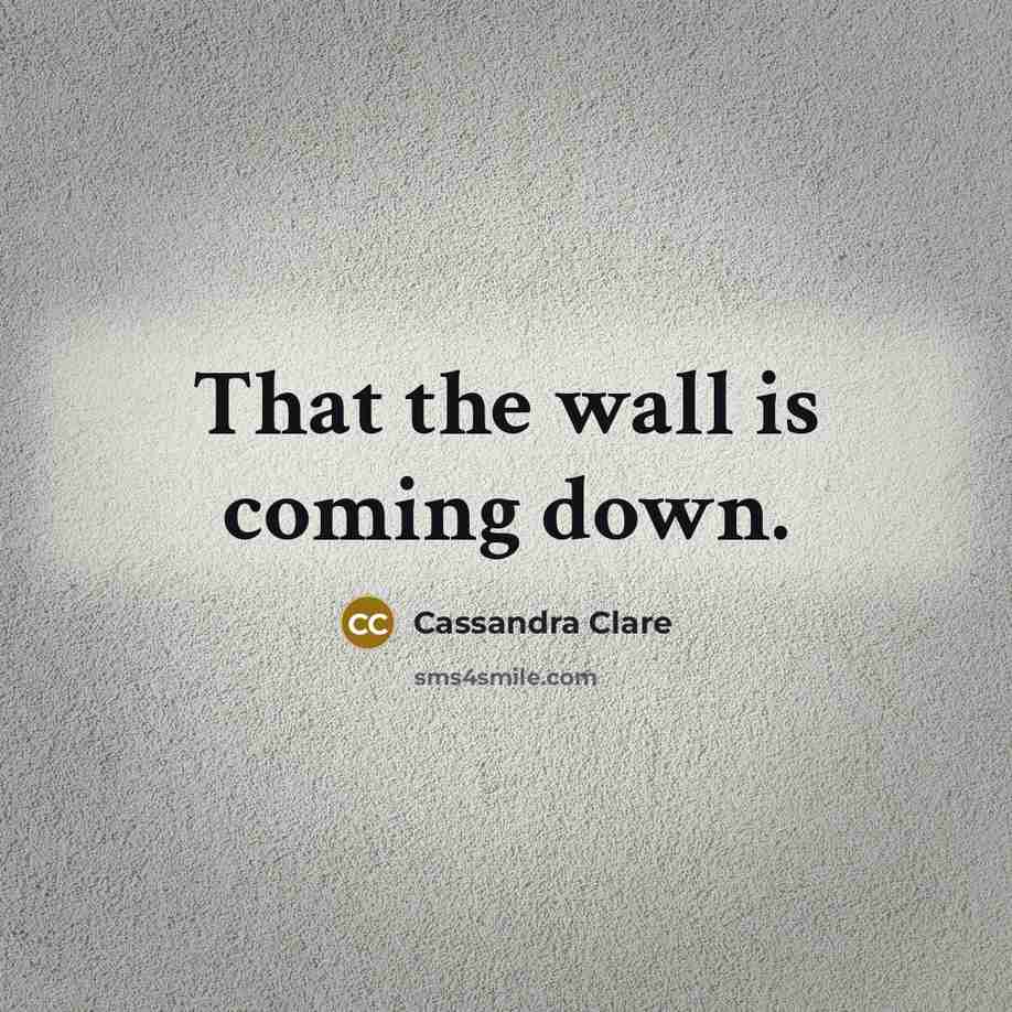 “That the wall is coming down.…” quote by Cassandra Clare