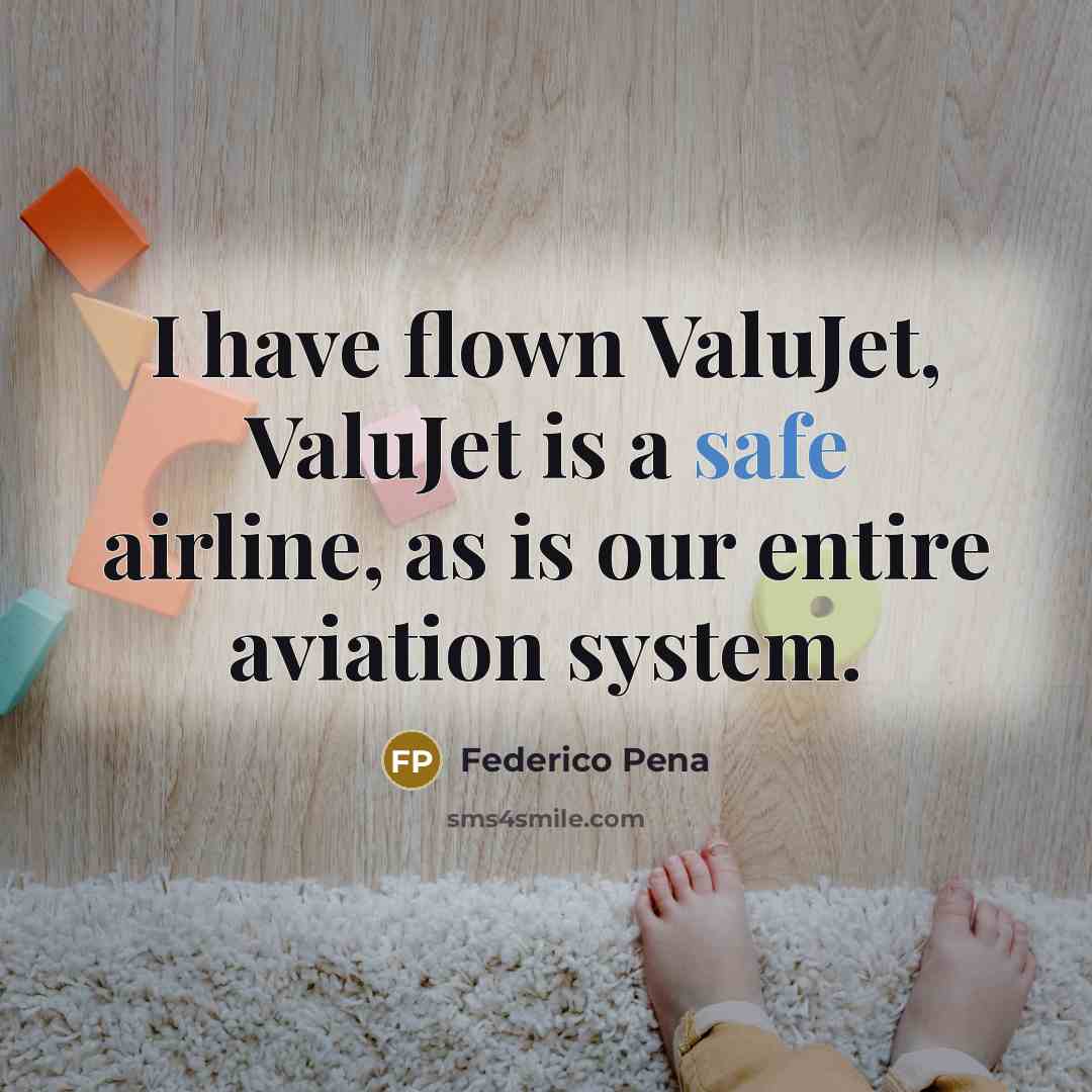 “I have flown ValuJet, ValuJet is a safe airline, as…” quote by Federico Pena
