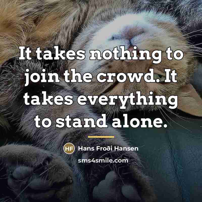 “It takes nothing to join the crowd. It takes everything…” quote by Anonymous
