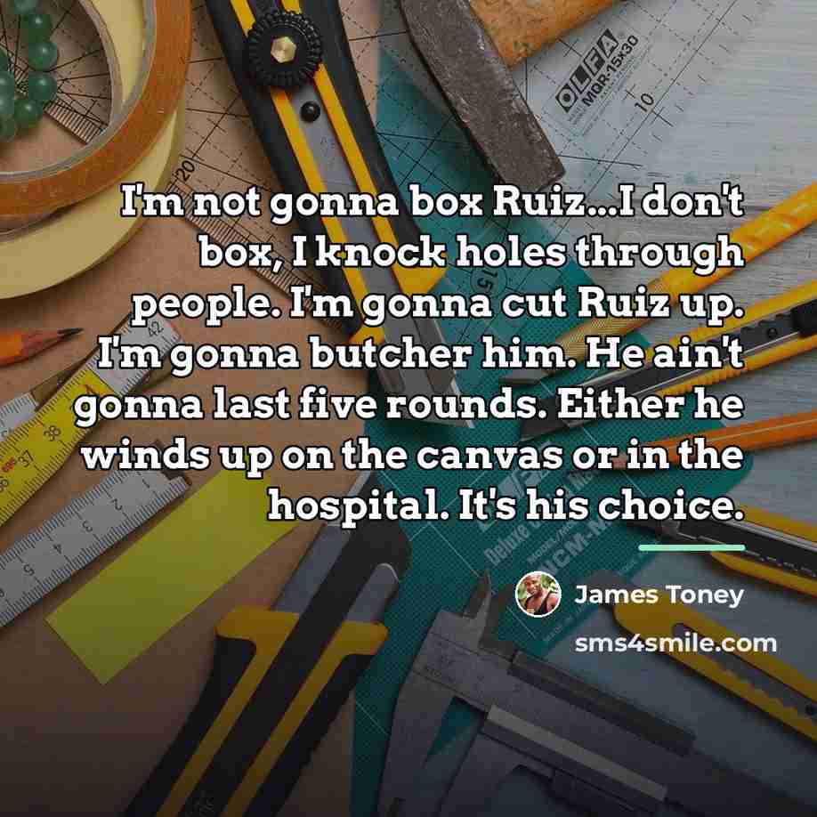 “I'm not gonna box Ruiz...I don't box, I knock holes…” quote by James Toney