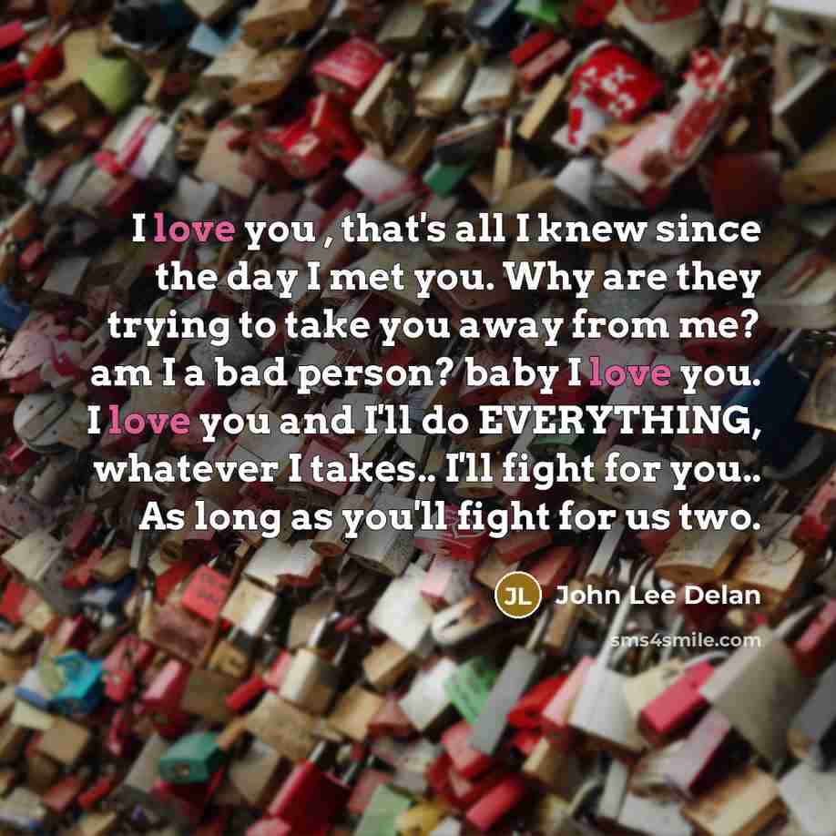 “I love you , that's all I knew since the…” quote by John Lee Delan