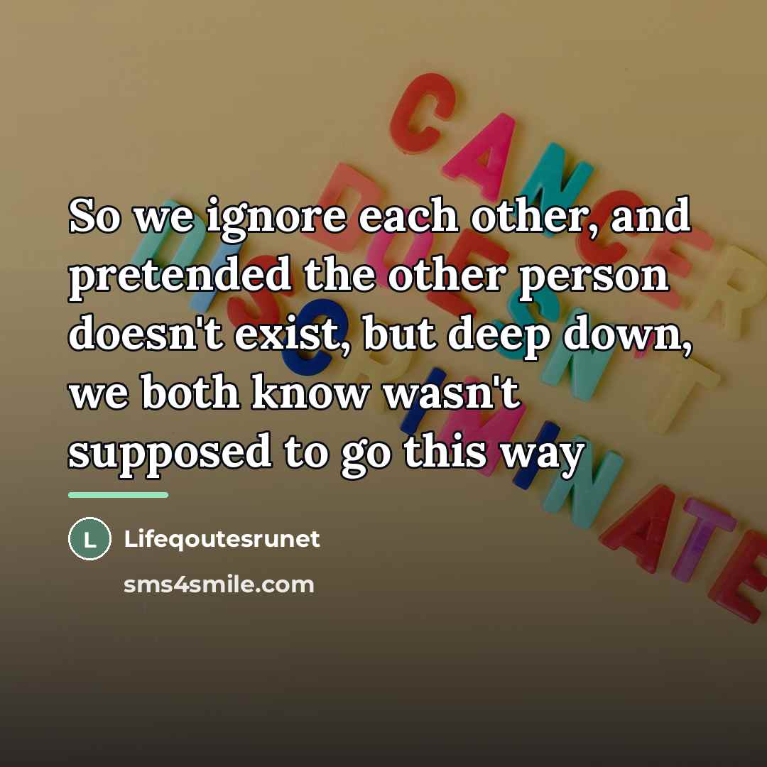“So we ignore each other, and pretended the other person…” quote by Lifeqoutesrunet