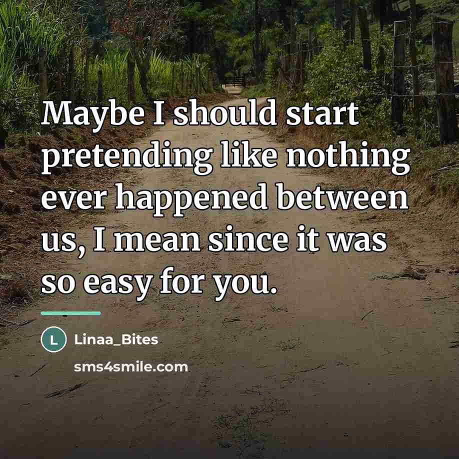 “Maybe I should start pretending like nothing ever happened between…” quote by Linaa_Bites