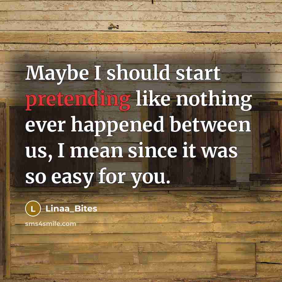 “Maybe I should start pretending like nothing ever happened between us, I mean since it was so easy for you.” quote by Linaa_Bites