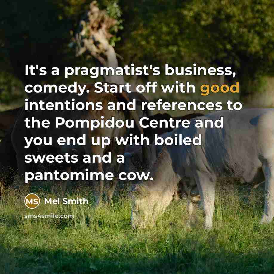 “It's a pragmatist's business, comedy. Start off with good intentions…” quote by Mel Smith