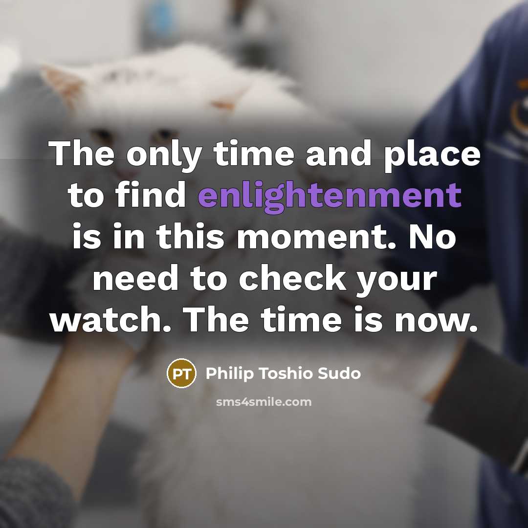 “The only time and place to find enlightenment is in…” quote by Philip Toshio Sudo