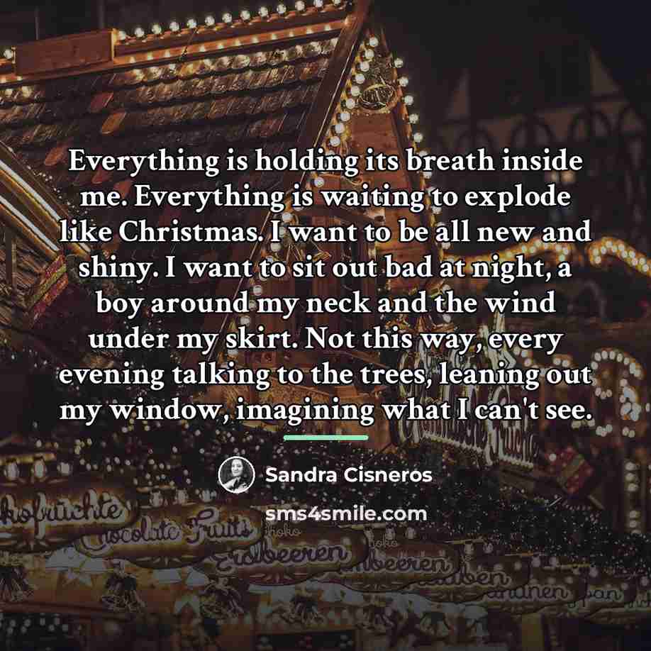 “Everything is holding its breath inside me. Everything is waiting…” quote by Sandra Cisneros