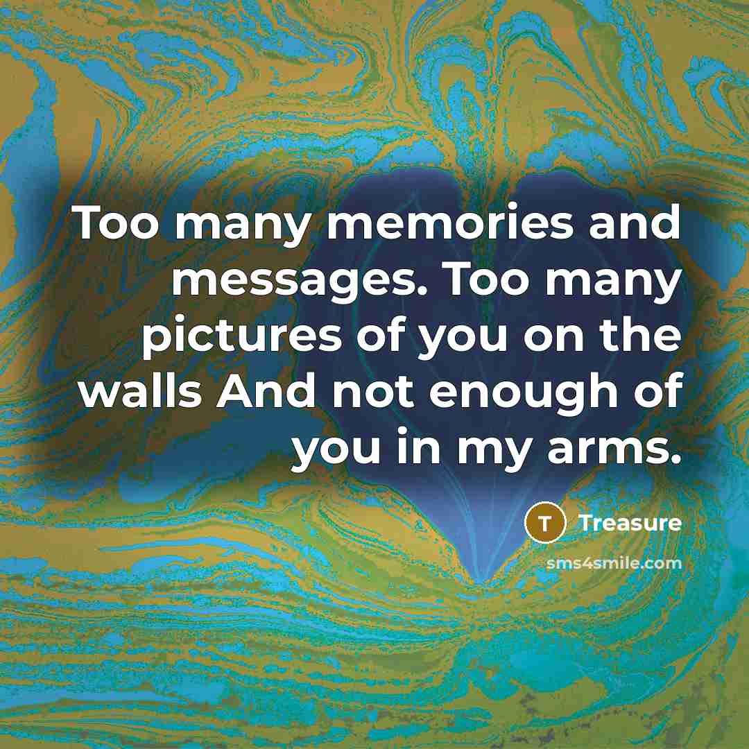 “Too many memories and messages. Too many pictures of you…” quote by Treasure