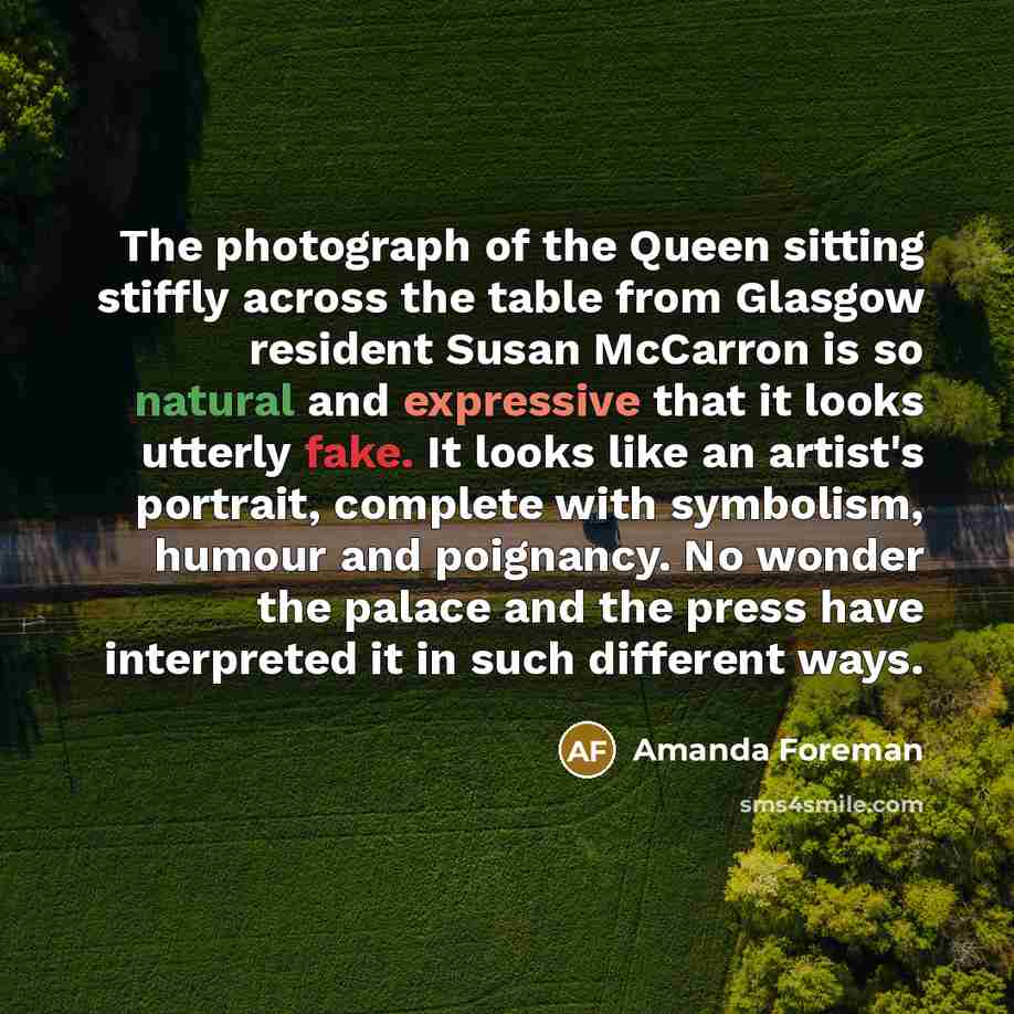 “The photograph of the Queen sitting stiffly across the table…” quote by Amanda Foreman