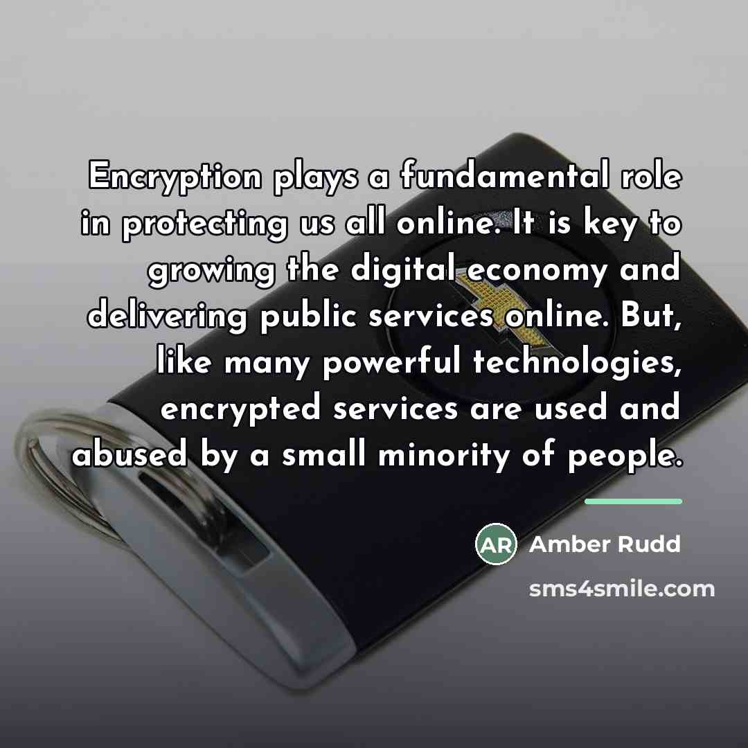 “Encryption plays a fundamental role in protecting us all online.…” quote by Amber Rudd