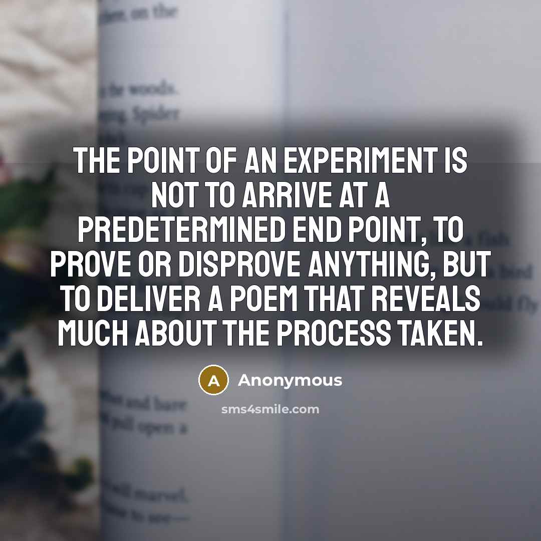 “The point of an experiment is not to arrive at…” quote by Anonymous