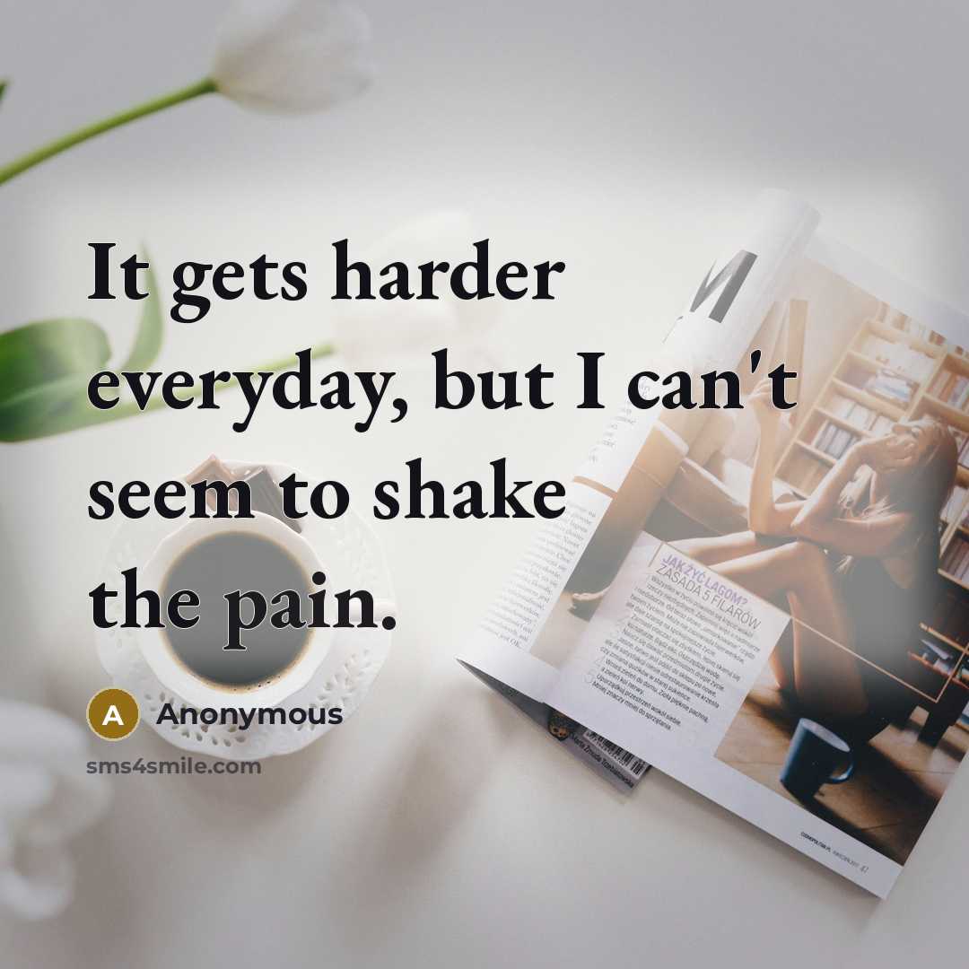 “It gets harder everyday, but I can't seem to shake…” quote by Anonymous
