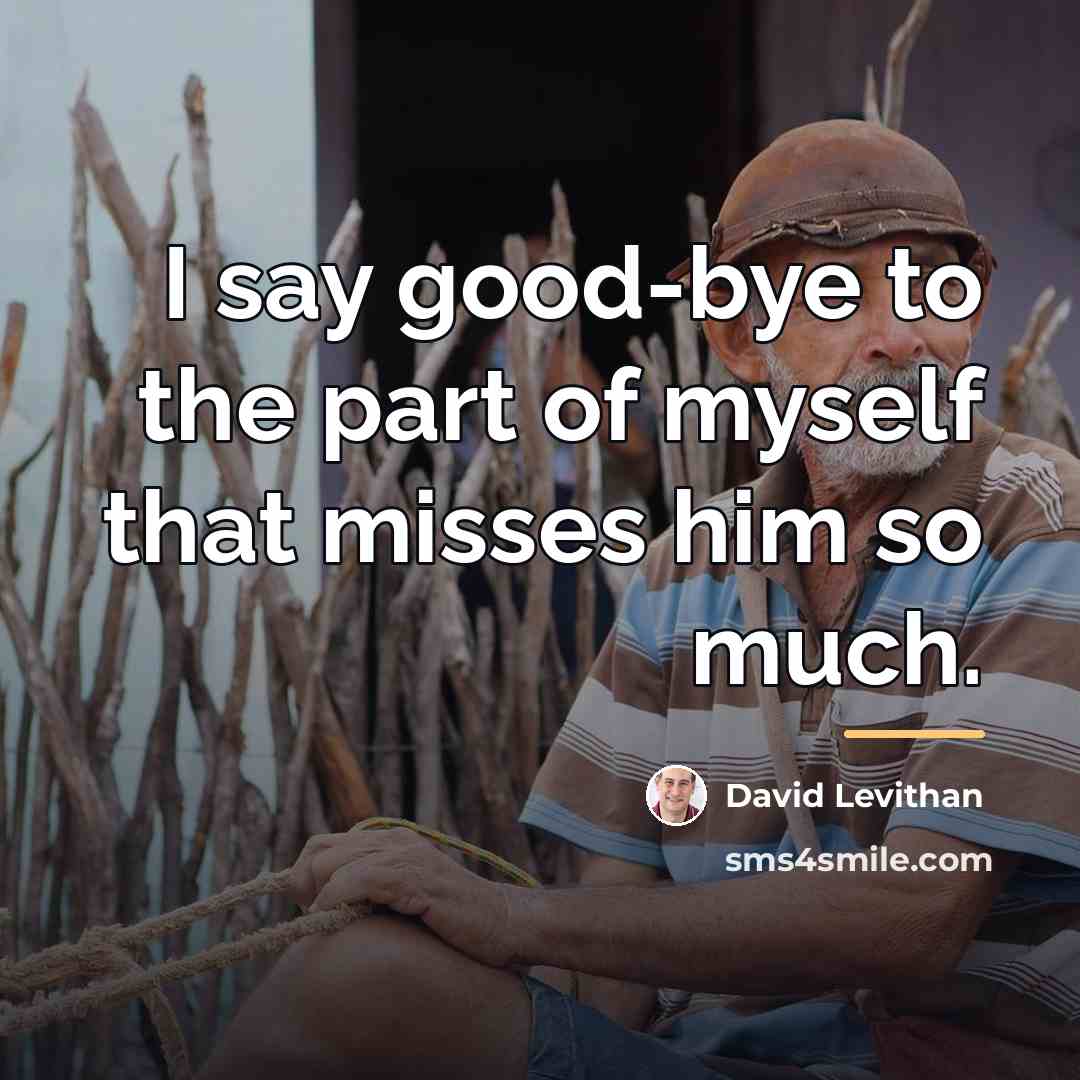 “I say good-bye to the part of myself that misses…” quote by David Levithan