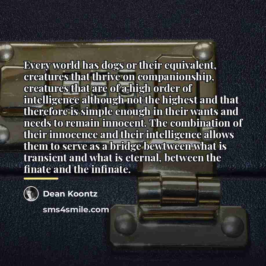 “Every world has dogs or their equivalent, creatures that thrive…” quote by Dean Koontz