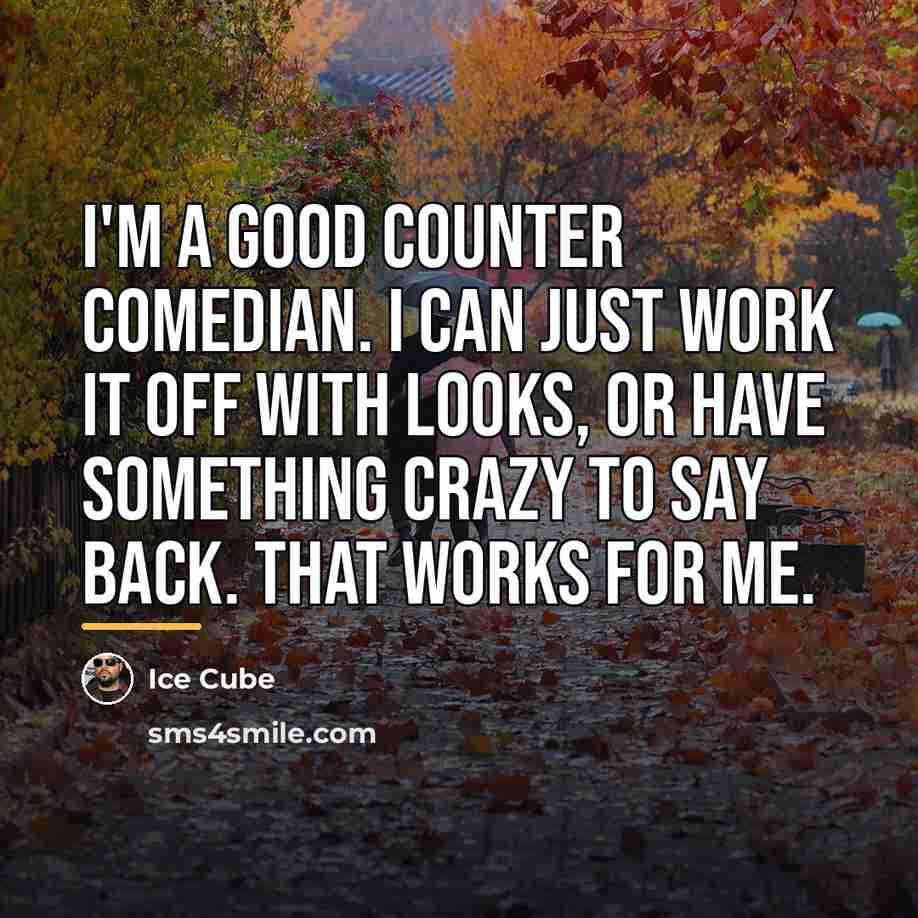 “I'm a good counter comedian. I can just work it…” quote by Ice Cube