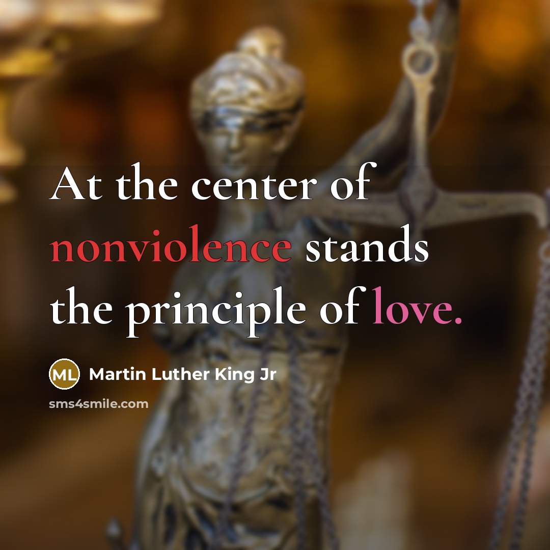 “At the center of nonviolence stands the principle of love.…” quote by Martin Luther King Jr