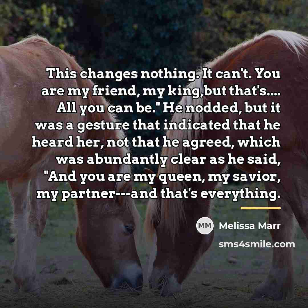 “This changes nothing. It can't. You are my friend, my…” quote by Melissa Marr