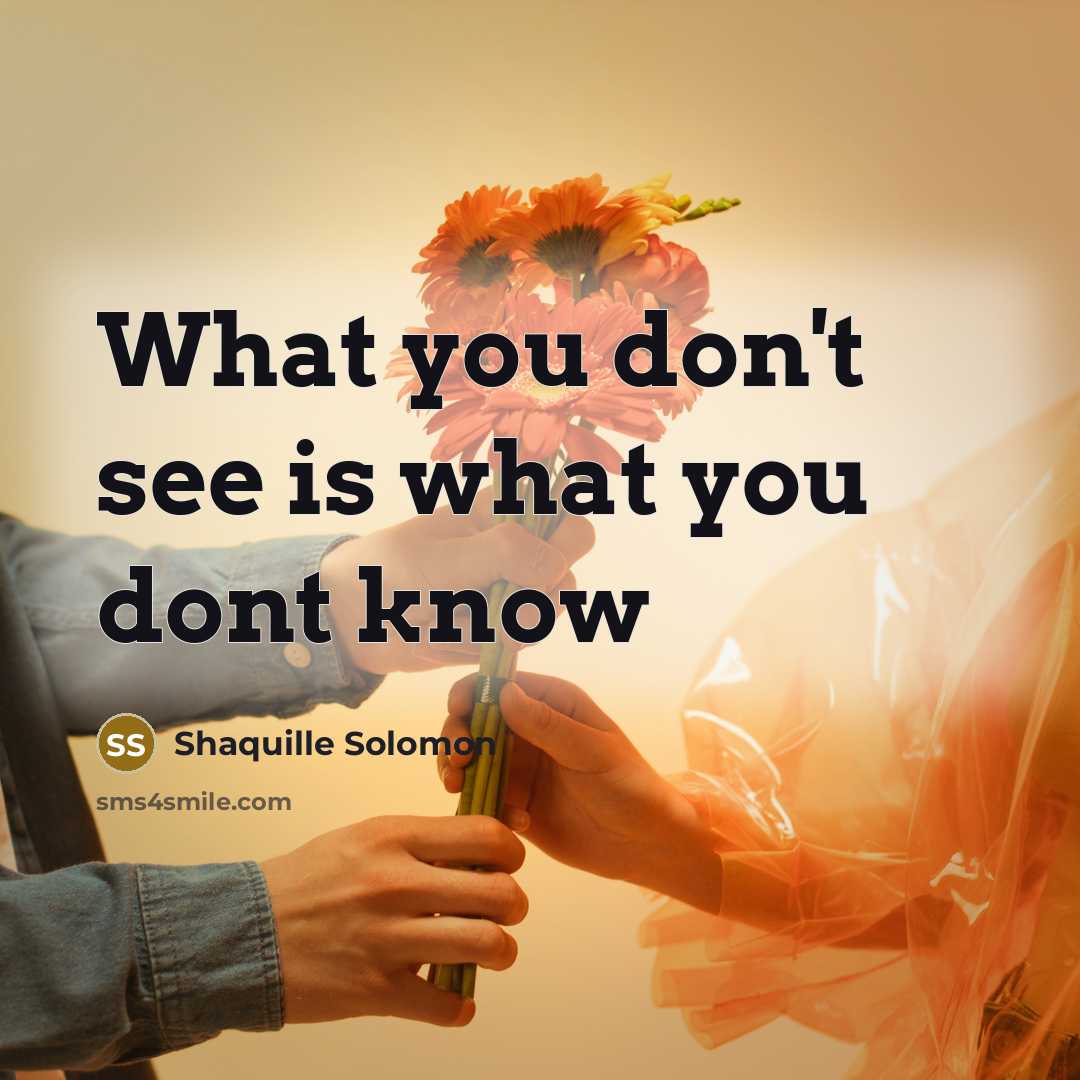 “What you don't see is what you dont know…” quote by Shaquille Solomon