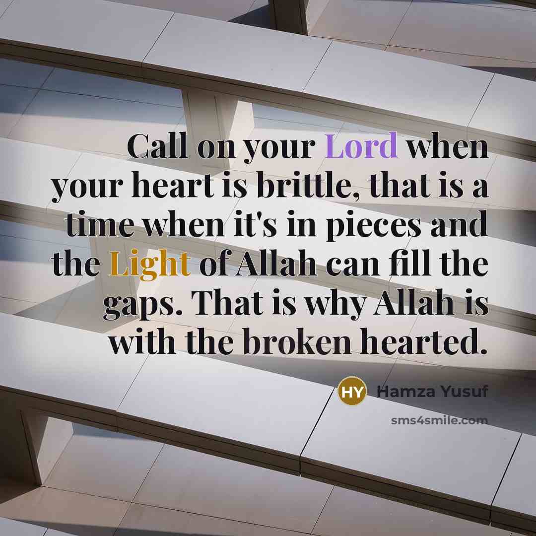 “Call on your Lord when your heart is brittle, that…” quote by Hamza Yusuf