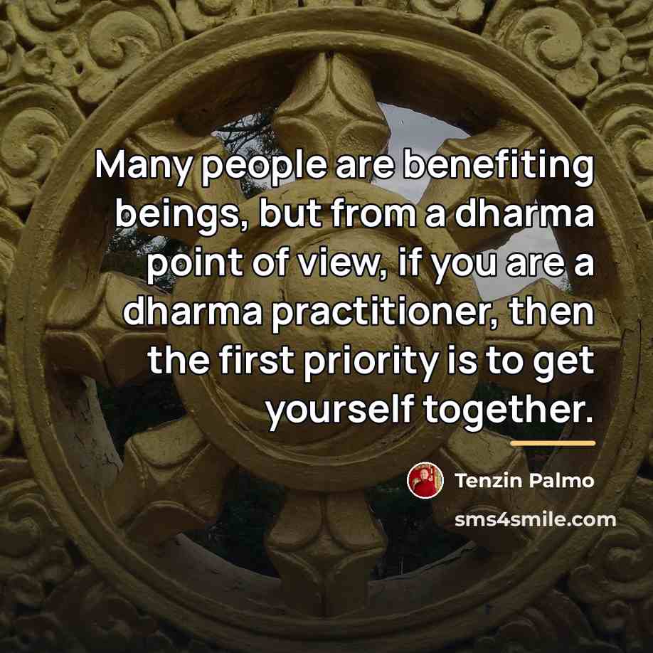 “Many people are benefiting beings, but from a dharma point…” quote by Tenzin Palmo