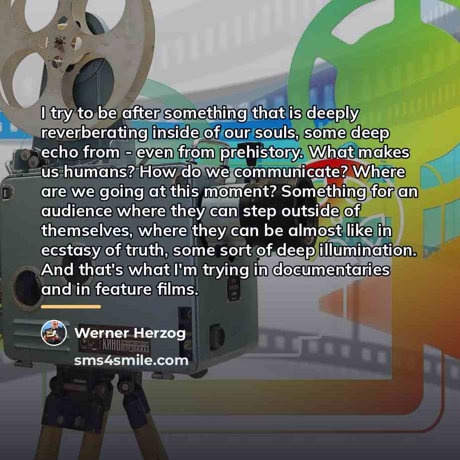 “I try to be after something that is deeply reverberating…” quote by Werner Herzog